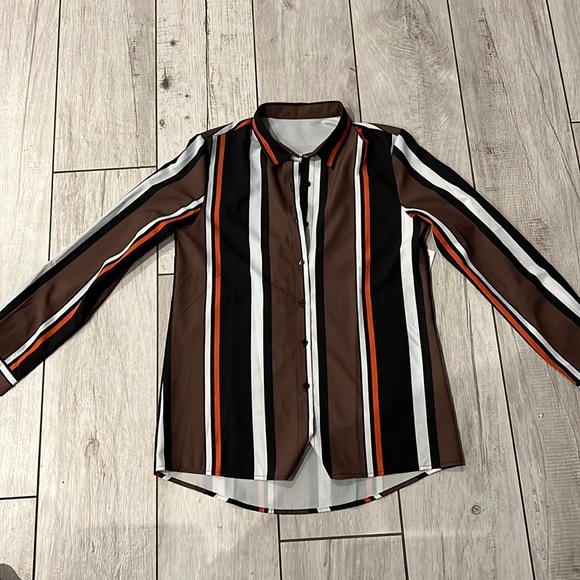 Soft Blue Stripe Star Button Down Shirt Retro main image 1